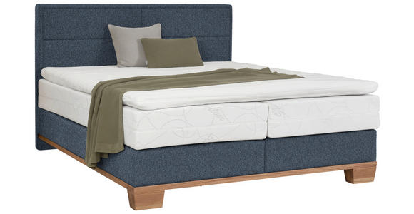 BOXSPRINGBETT 160/200 cm in Eichefarben, Dunkelblau - Eichefarben/Dunkelblau, Natur, Holz/Textil (160/200cm) - Valnatura