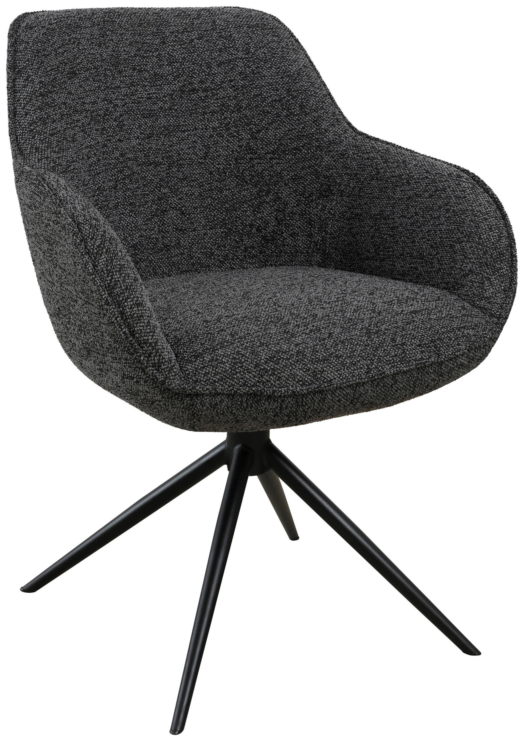 ARMLEHNSTUHL  in Eisen Leinenoptik  - Anthrazit/Schwarz, Design, Textil/Metall (64/84/61cm) - Novel