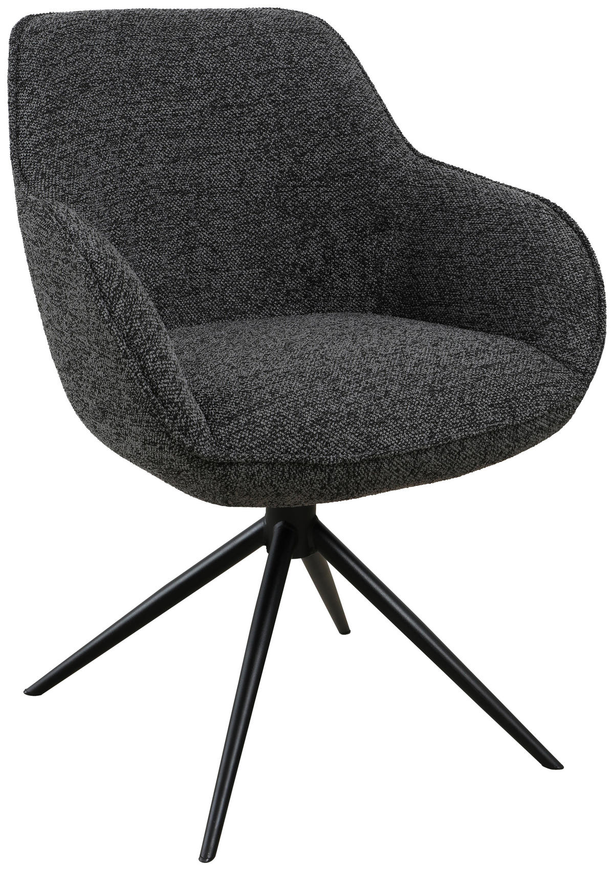 ARMLEHNSTUHL  in Eisen Leinenoptik  - Anthrazit/Schwarz, Design, Textil/Metall (64/84/61cm) - Novel