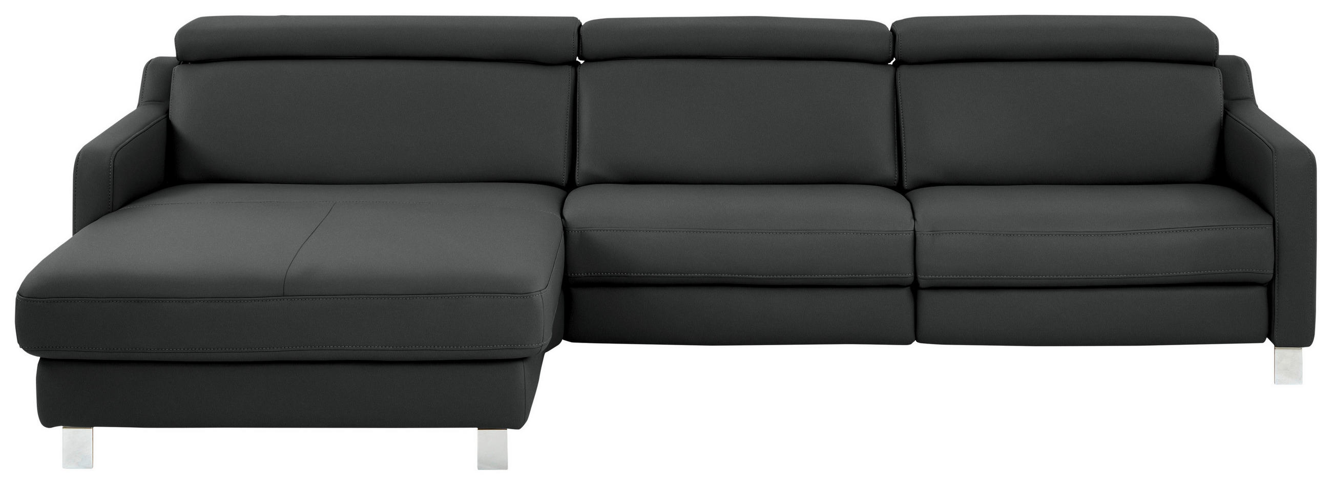 ECKSOFA in Echtleder Anthrazit  176/291 cm  - Chromfarben/Anthrazit, Design, Leder/Metall (176/291cm) - Valdera