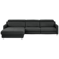 ECKSOFA in Echtleder Anthrazit  - Chromfarben/Anthrazit, Design, Leder/Metall (176/291cm) - Valdera