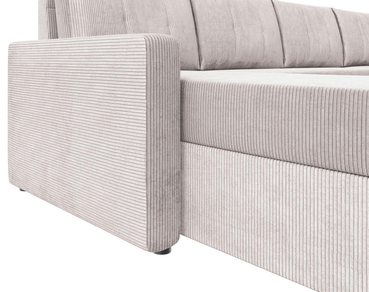 WOHNLANDSCHAFT Naturfarben Cord  - Schwarz/Naturfarben, KONVENTIONELL, Kunststoff/Textil (152/290/152cm) - Ti'me
