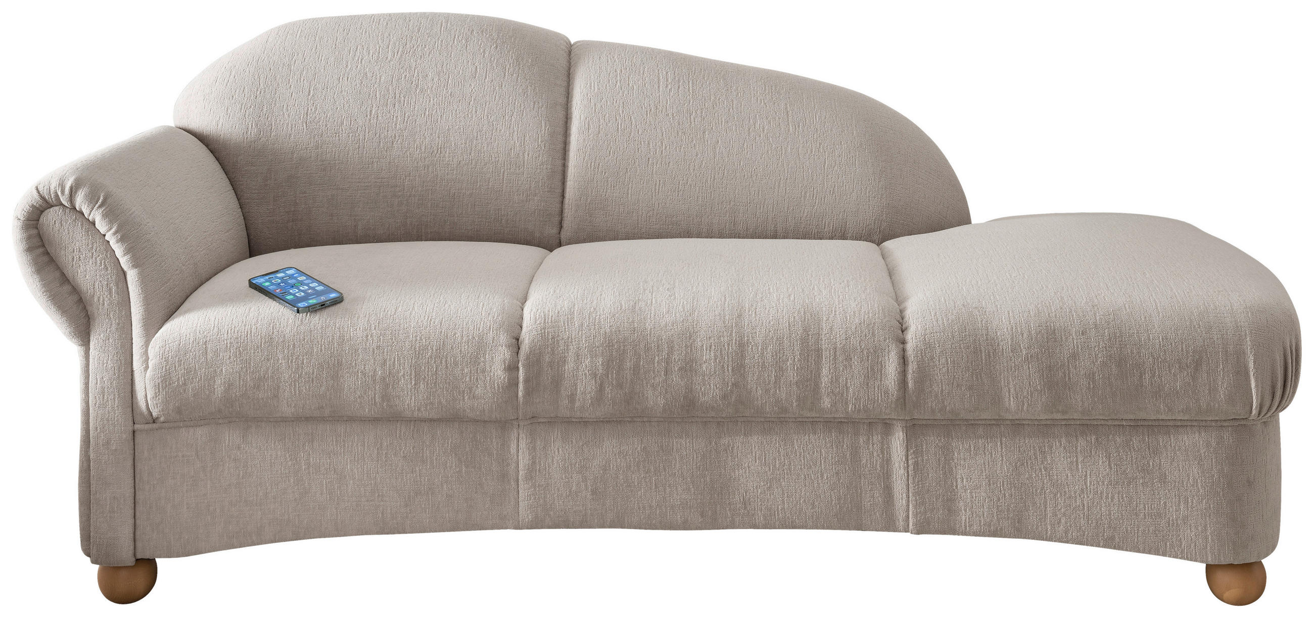 OTTOMANE in Mikrofaser Taupe  - Taupe/Wildeiche, KONVENTIONELL, Holz/Textil (86/84/190cm) - Livetastic