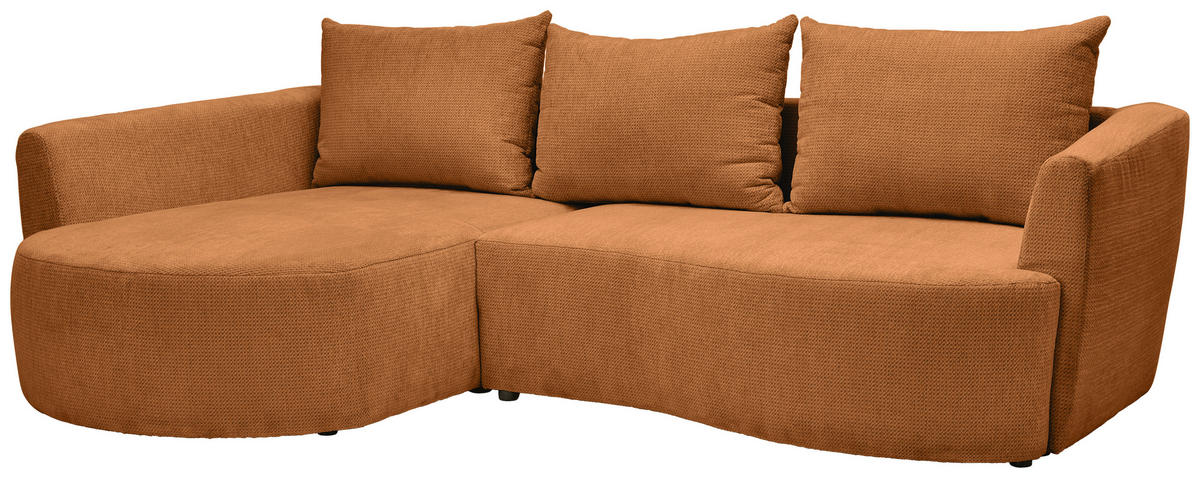 ECKSOFA Rostfarben Chenille  - Rostfarben/Schwarz, MODERN, Kunststoff/Textil (179/287cm) - Carryhome