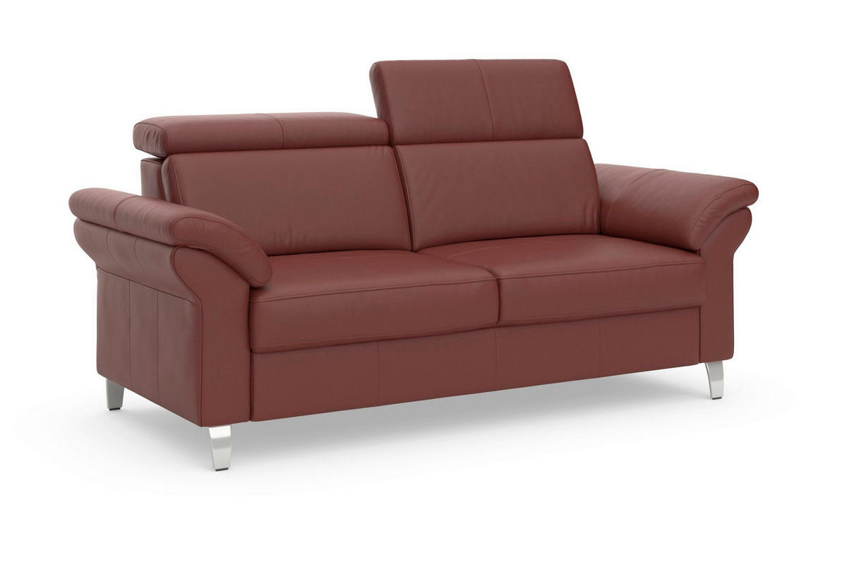 3-SITZER-SOFA ARNGAST E Echtleder Rotbraun  - Chromfarben/Rotbraun, Basics, Leder/Metall (186/84/93cm) - Sit & More