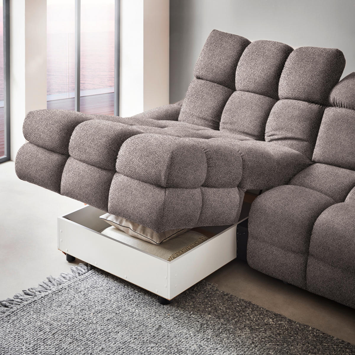 HÖRNSOFFA i velour gråbrun  - gråbrun/svart, Design, textil/plast (178/283cm) - Welnova