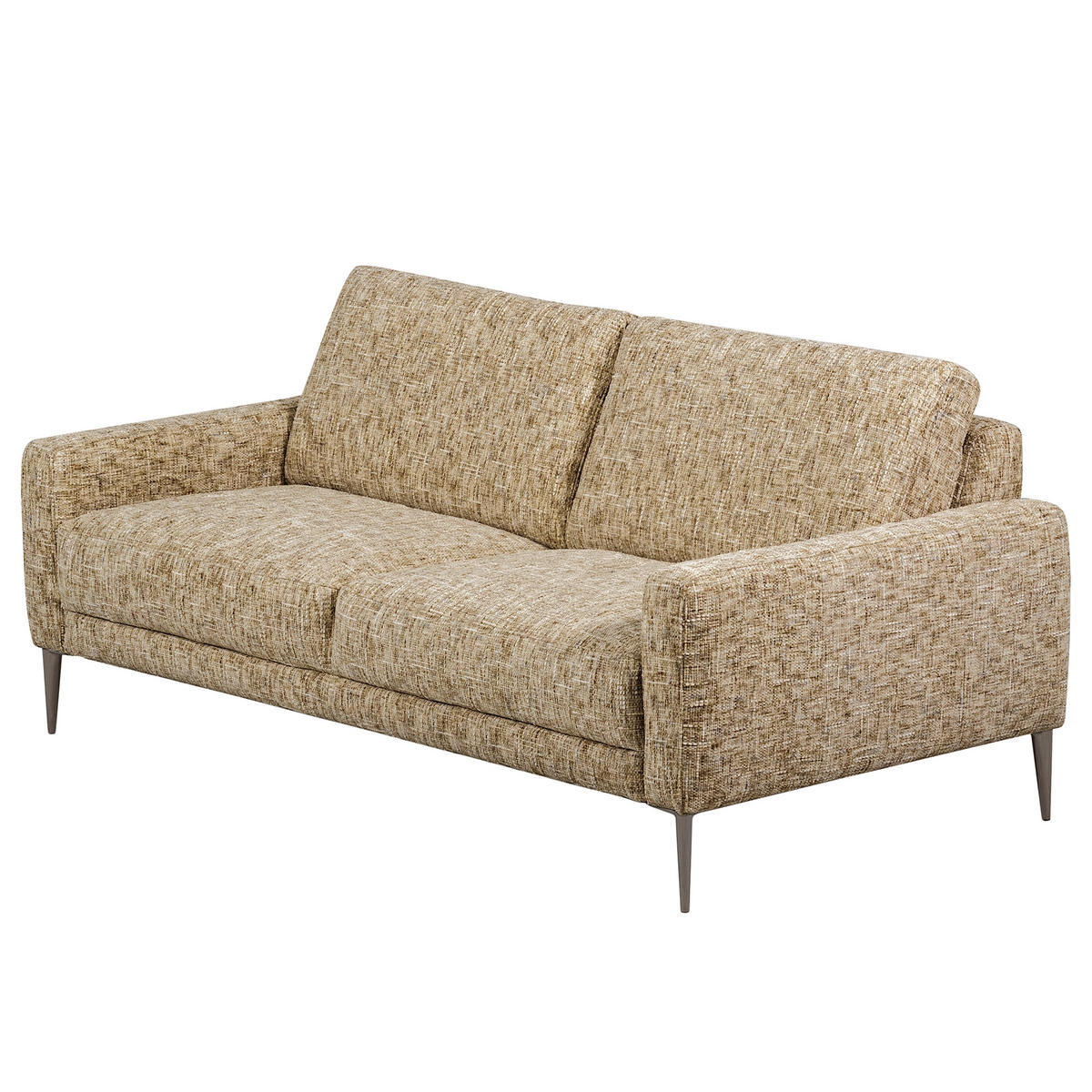 3-SITZER-SOFA Webstoff Hellbraun  - Hellbraun/Schwarzchrom, Design, Textil/Metall (187/85/92cm) - Livetastic