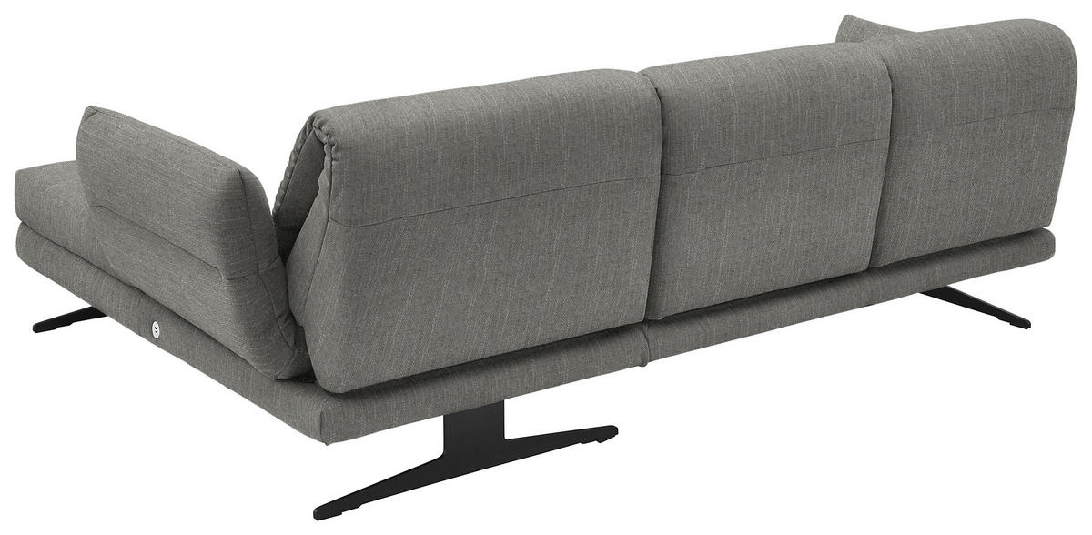ECKSOFA in Flachgewebe Hellgrau  - Hellgrau/Schwarz, Design, Textil/Metall (279-327/176-217cm) - Dieter Knoll