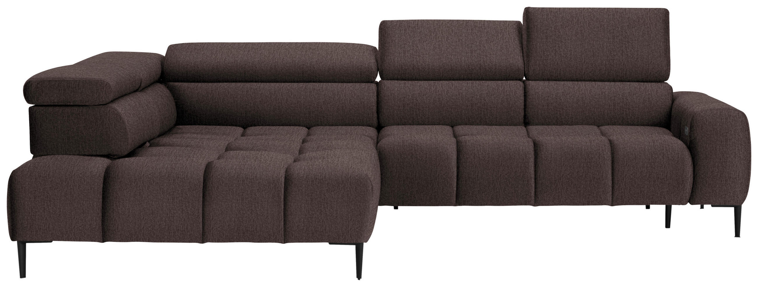 ECKSOFA Graubraun Samt, Webstoff  - Graubraun/Schwarz, Design, Textil/Metall (216/300cm) - Welnova