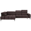 ECKSOFA Graubraun Samt, Webstoff  - Graubraun/Schwarz, Design, Textil/Metall (216/300cm) - Welnova