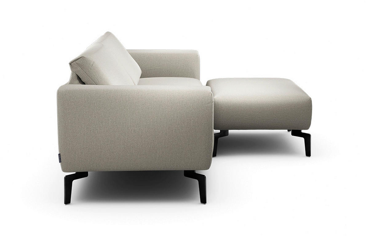 2,5-Sitzer inkl. Hocker Chenille Naturfarben  - Schwarz/Naturfarben, Design, Textil/Metall (220/86/86-94cm) - SENSOO