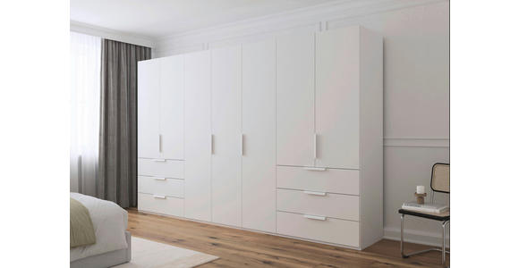 DREHTÜRENSCHRANK 350/235/61 cm,  in Weiß, 7-türig  - Weiß, Basics, Holzwerkstoff/Metall (350/235/61cm) - Novel