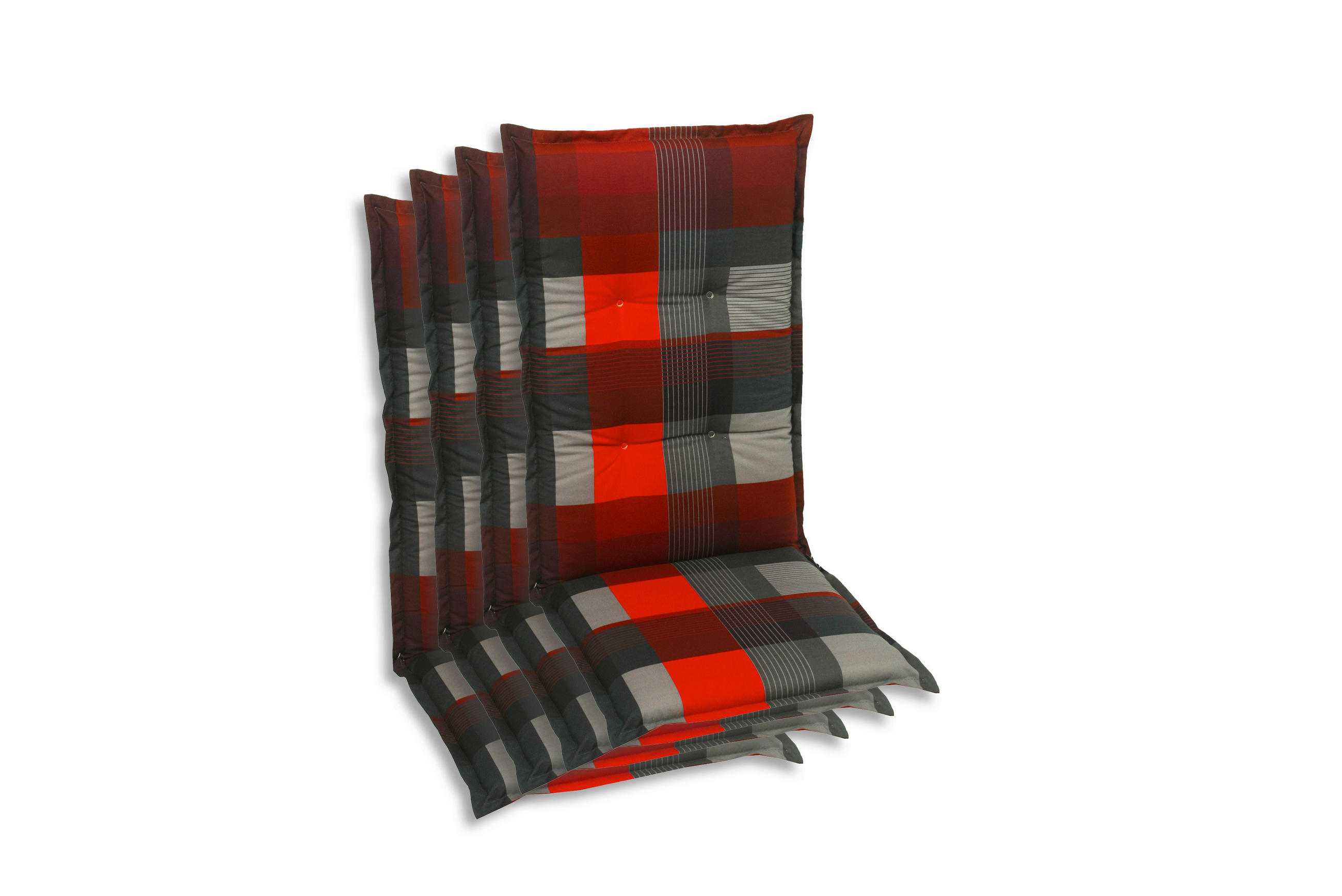 SESSELAUFLAGENSET in Grau, Rot, Dunkelgrau Karo  - Dunkelgrau/Rot, Basics, Textil (50/7/108cm)
