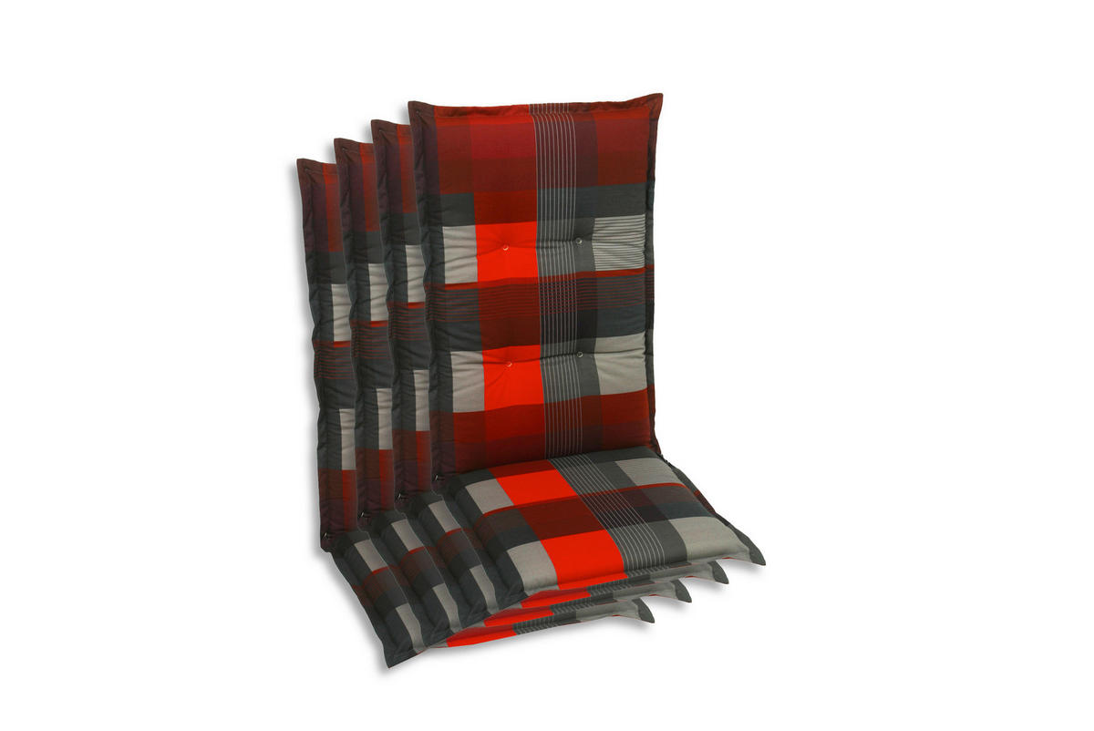 SESSELAUFLAGENSET Karo  - Dunkelgrau/Rot, Basics, Textil (50/7/108cm)