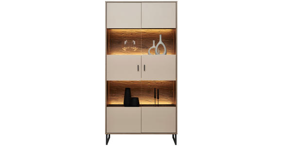 VITRINE in Eichefarben, Hellgrau - Eichefarben/Anthrazit, MODERN, Glas/Holzwerkstoff (94/186/37cm) - Hom`in