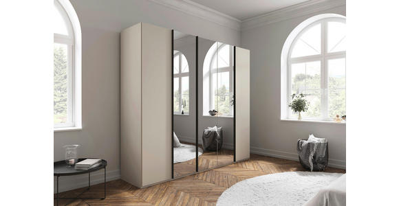 DREHTÜRENSCHRANK 251/223/61 cm,  in Champagner, 5-türig  - Champagner/Graphitfarben, Basics, Glas/Holzwerkstoff (251/223/61cm) - Novel