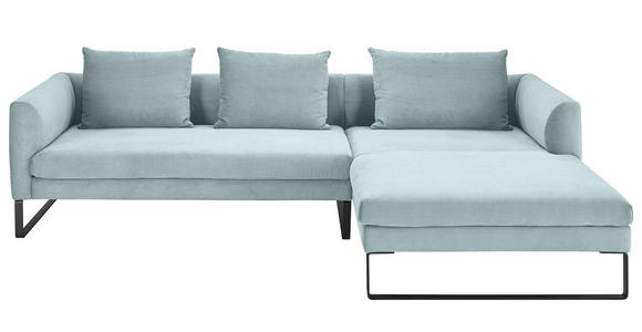 ECKSOFA  in Cord Hellblau  284/178 cm  - Schwarz/Hellblau, KONVENTIONELL, Textil/Metall (284/178cm) - Hom`in
