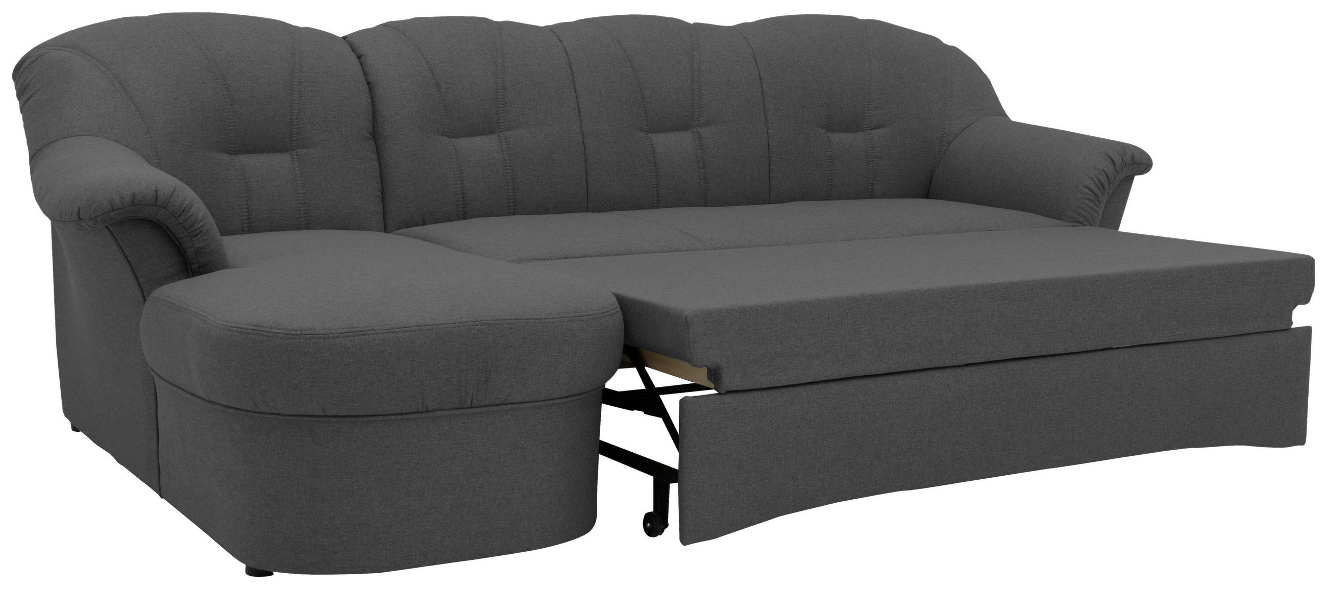 ECKSCHLAFSOFA in Webstoff Grau  - Schwarz/Grau, KONVENTIONELL, Kunststoff/Textil (142/233cm) - MID.YOU