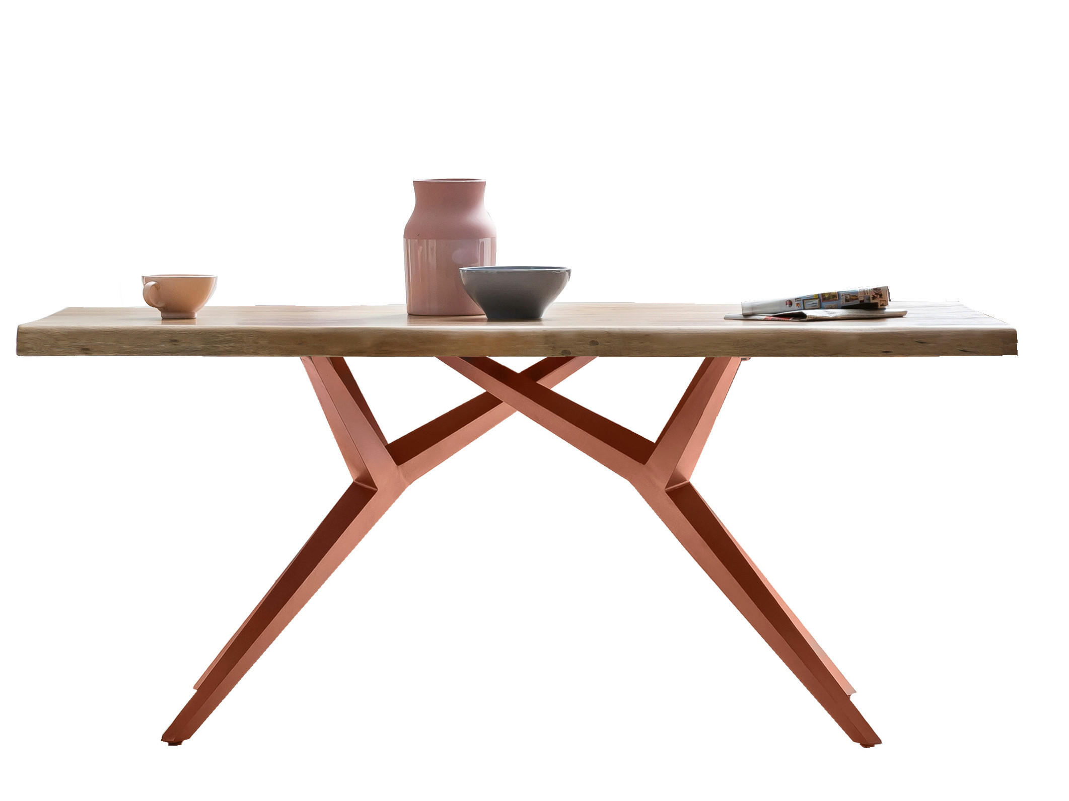 ESSTISCH 200/100/80,5 cm Echtholz  Holz, Metall rechteckig Braun, Naturfarben  - Braun/Naturfarben, MODERN, Holz/Metall (200/100/80,5cm) - MID.YOU