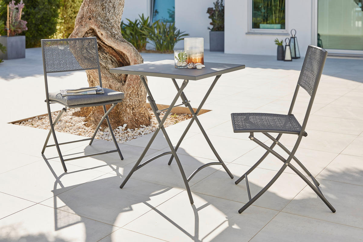 GARTENKLAPPSTUHL Stahl Anthrazit  - Anthrazit, KONVENTIONELL, Metall (45/50/85cm) - Ambia Garden