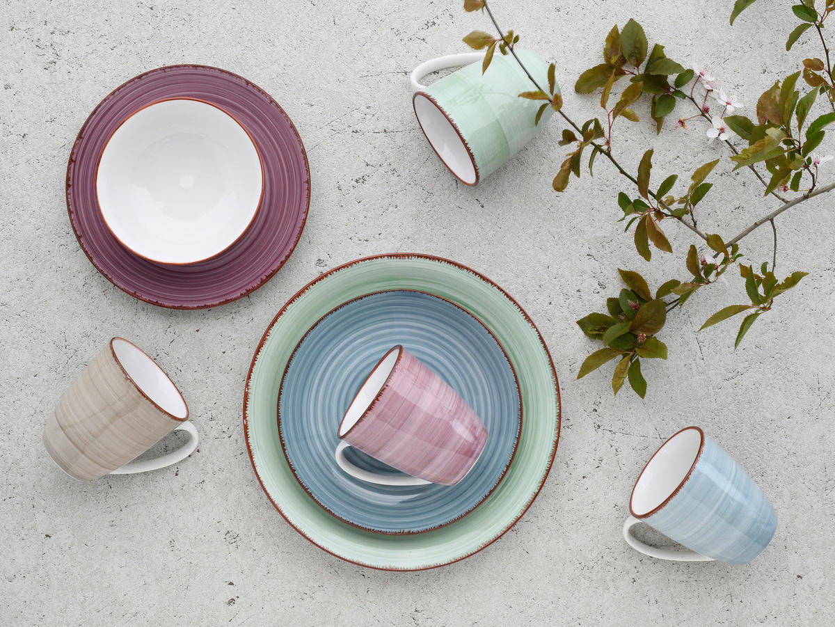 KOMBINOVANÁ SOUPRAVA, 16dílné, porcelán - modrá/růžová, Basics, keramika (34/31/32cm) - Creatable