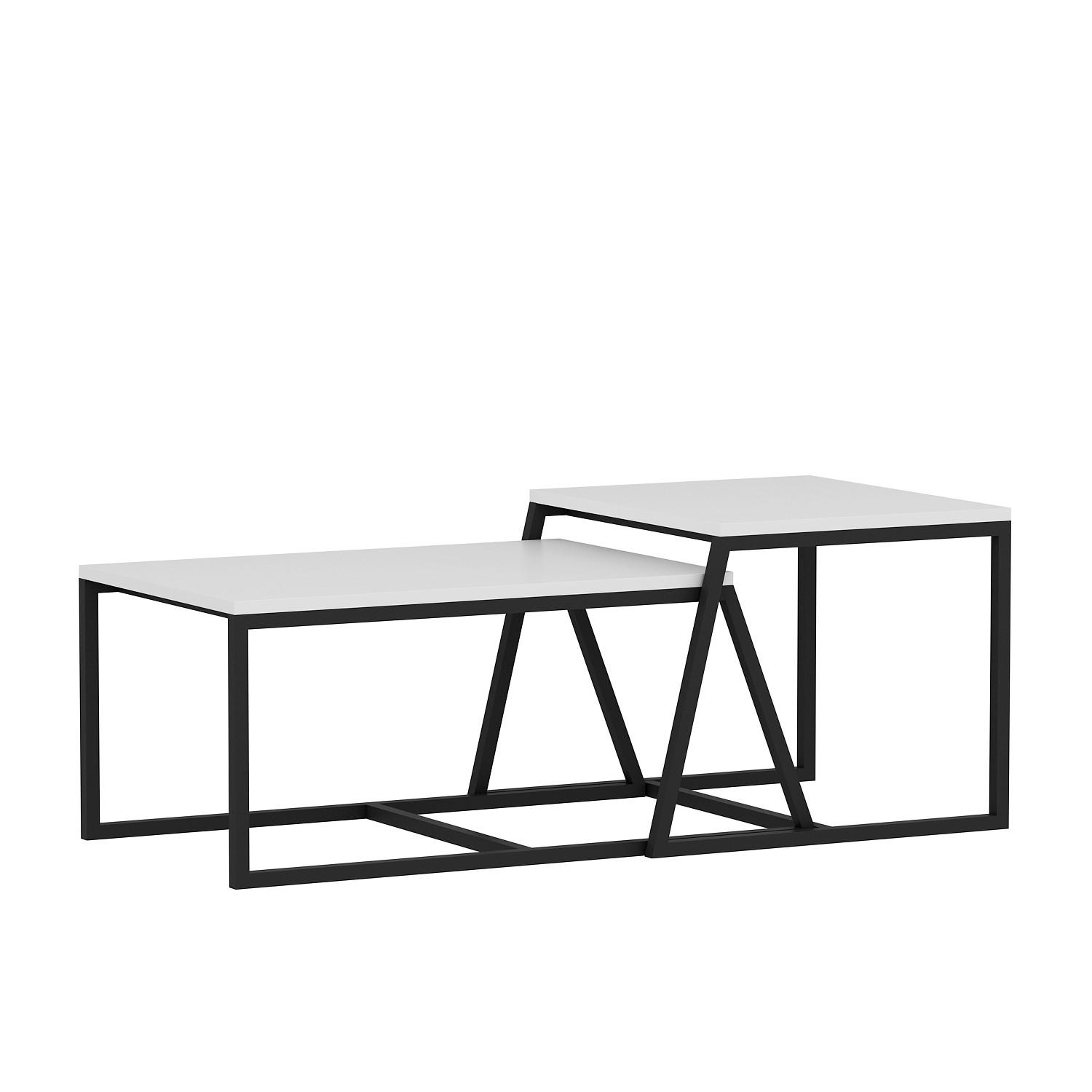 Livetastic Couchtischset Minimal Couchtisch Weiß 50-47x38-45x75-55 cm
