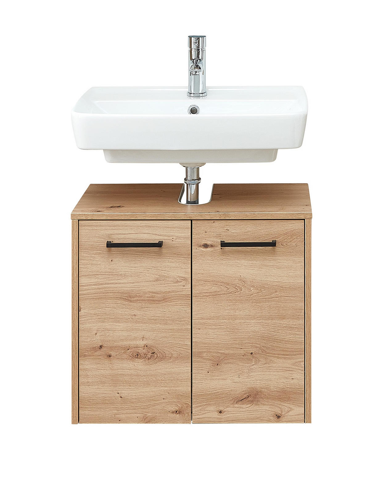 WASCHBECKENUNTERSCHRANK 60/53/33 cm  - Eichefarben/Schwarz, Design, Holzwerkstoff/Metall (60/53/33cm) - Xora