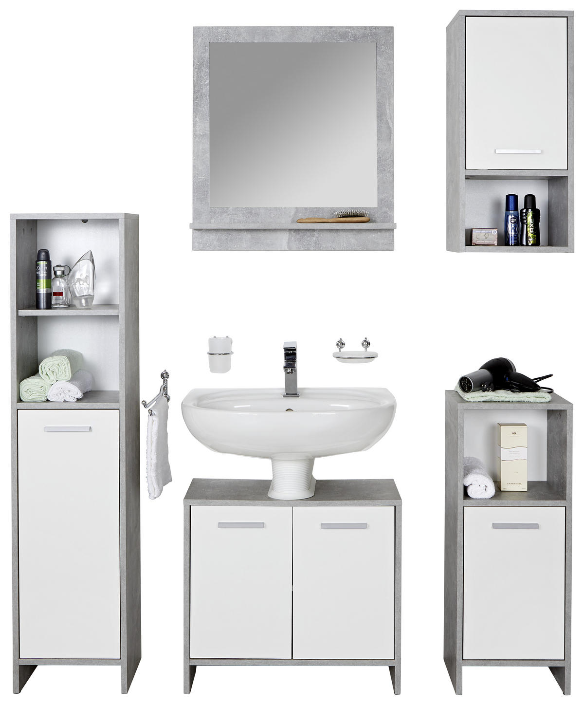 WASCHBECKENUNTERSCHRANK 60,4/55/28 cm  - Chromfarben/Hellgrau, MODERN, Holzwerkstoff/Kunststoff (60,4/55/28cm) - MID.YOU