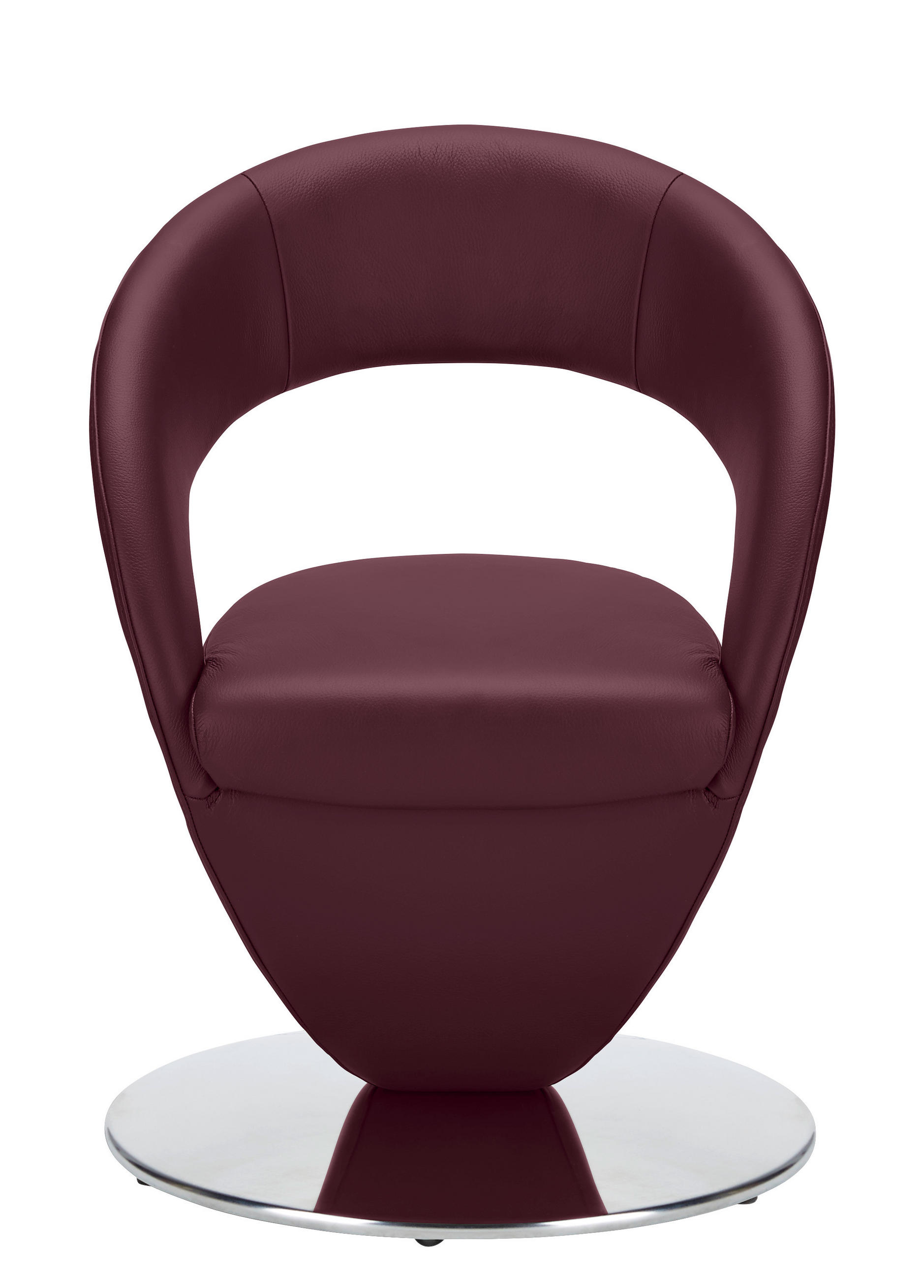 STUHL drehbar - Edelstahlfarben/Bordeaux, Design, Textil/Metall (62/86/61cm) - Moderano