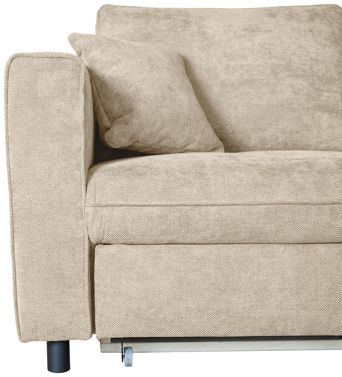 ECKSOFA in Flachgewebe Naturfarben  - Schwarz/Naturfarben, KONVENTIONELL, Textil/Metall (252/162cm) - Carryhome