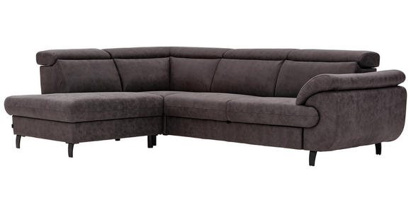WOHNLANDSCHAFT Grau Webstoff - Schwarz/Grau, Natur, Textil/Metall (204/284cm) - Valnatura