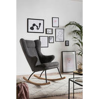 SCHAUKELSTUHL in Teddystoff Grau  - Eichefarben/Schwarz, MODERN, Holz/Textil (66/106/104cm) - Livetastic