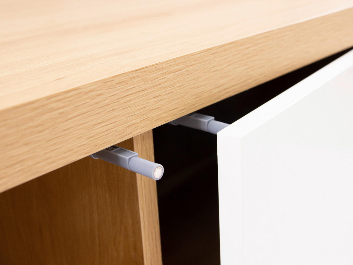 LOWBOARD  in 162/49/40 cm  - Weiß Hochglanz/Eichefarben, KONVENTIONELL, Holzwerkstoff (162/49/40cm) - Xora