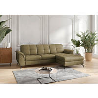 ECKSOFA Echtleder Olivgrün  - Schwarz/Olivgrün, Modern, Leder/Metall (262/164cm) - Sit & More
