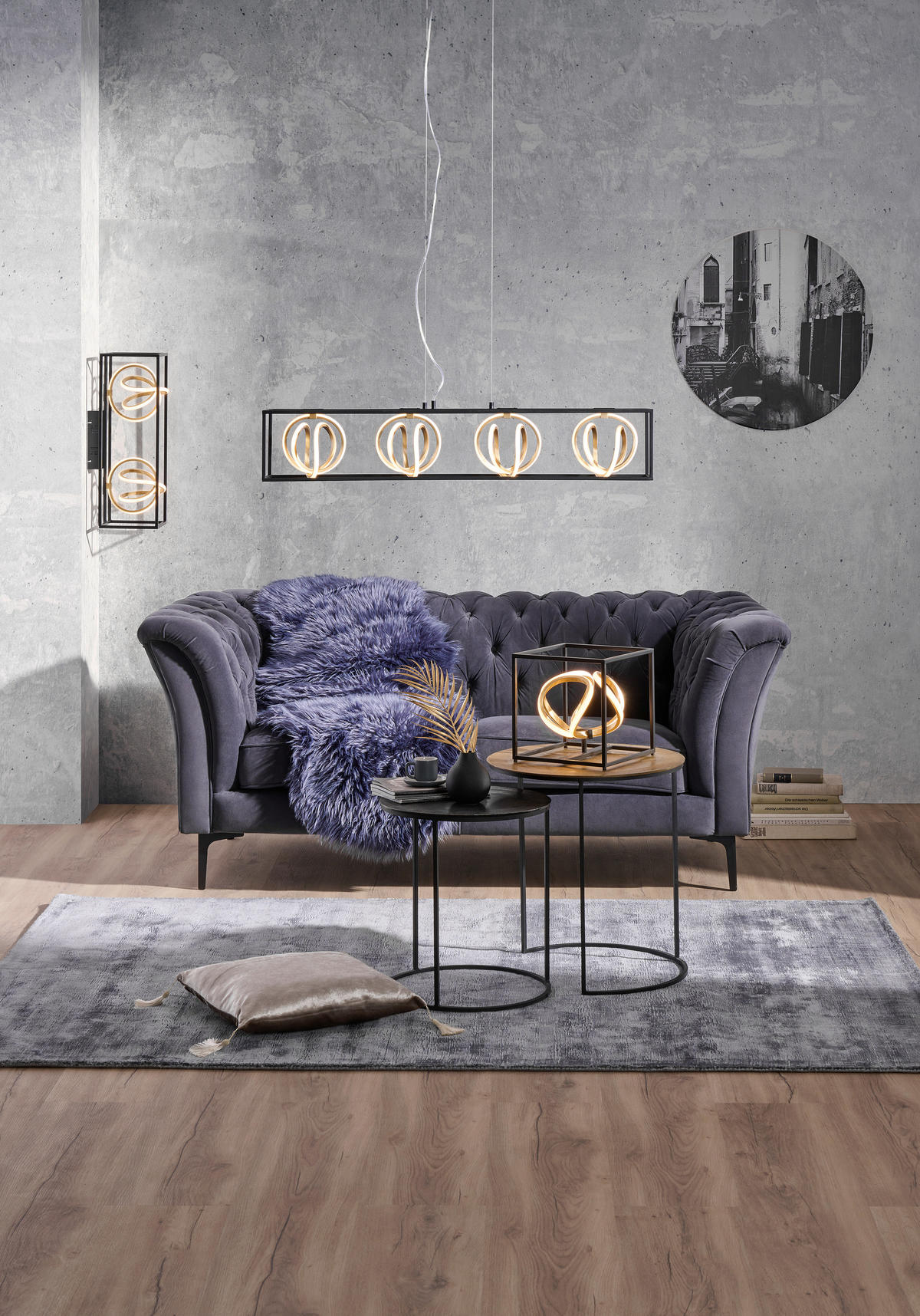 LED-HÄNGELEUCHTE 110/20/150 cm    - Weiss/Goldfarben, Lifestyle, Kunststoff/Metall (110/20/150cm) - Fischer & Honsel