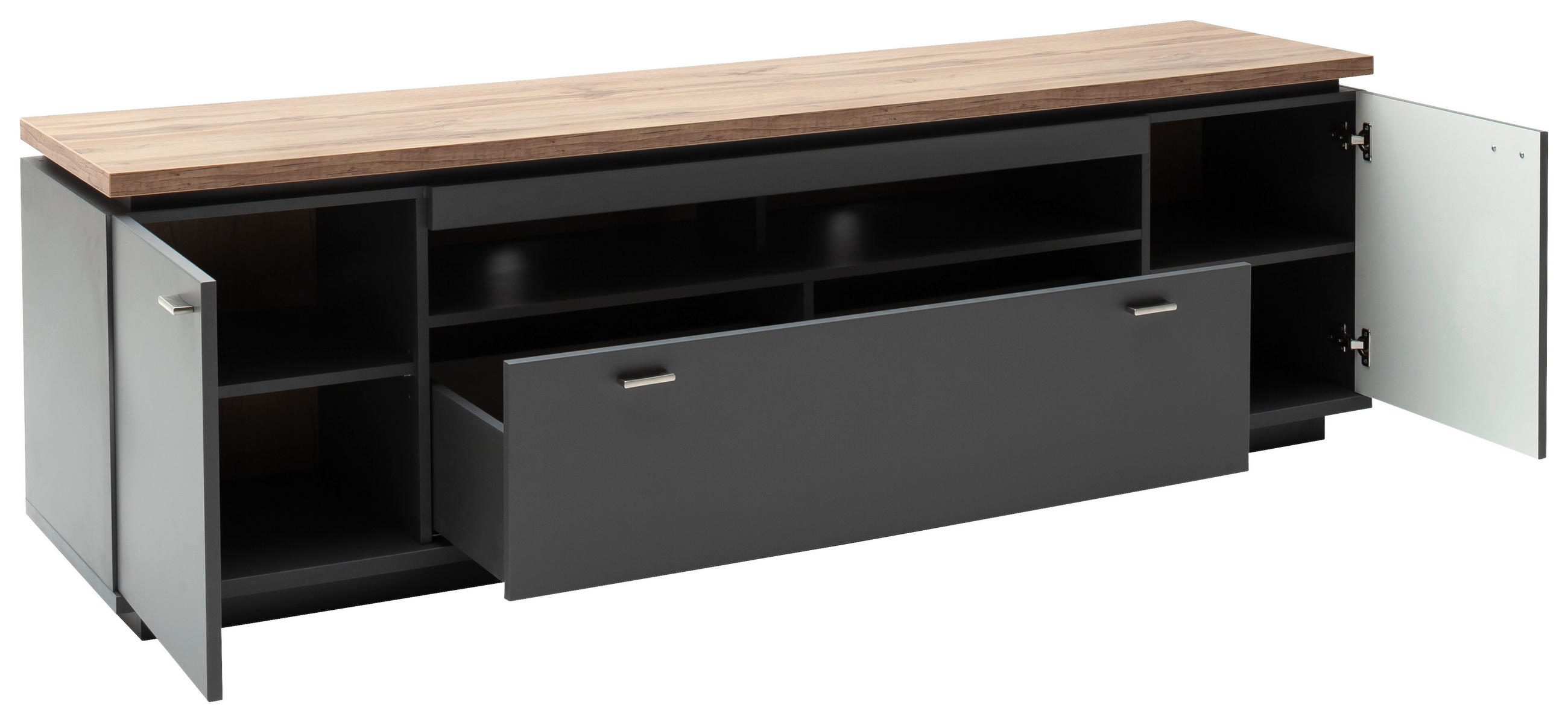 TV-ELEM 210/65/50 cm  - Wotan tölgy/szürke, Design, faalapú anyag/fém (210/65/50cm) - Stylife