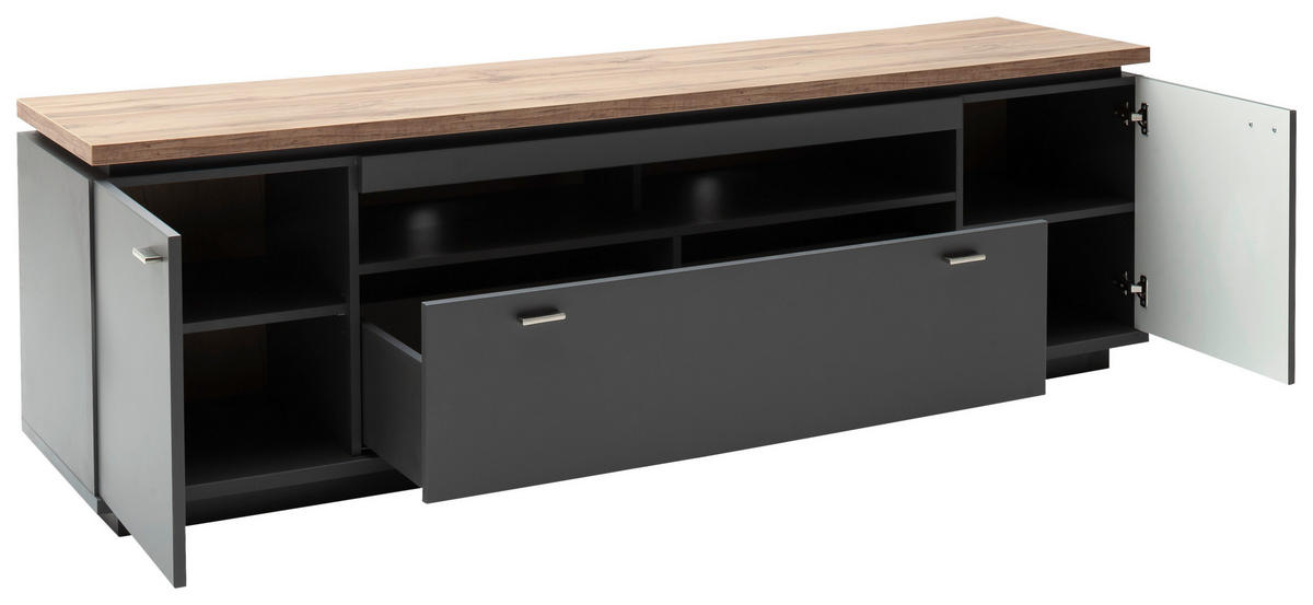 TV-ELEM 210/65/50 cm  - Wotan tölgy/szürke, Design, faalapú anyag/fém (210/65/50cm) - Stylife