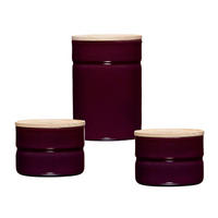VORRATSDOSENSET 3-teilig  - Eschefarben/Aubergine, Basics, Holz/Metall - Riess