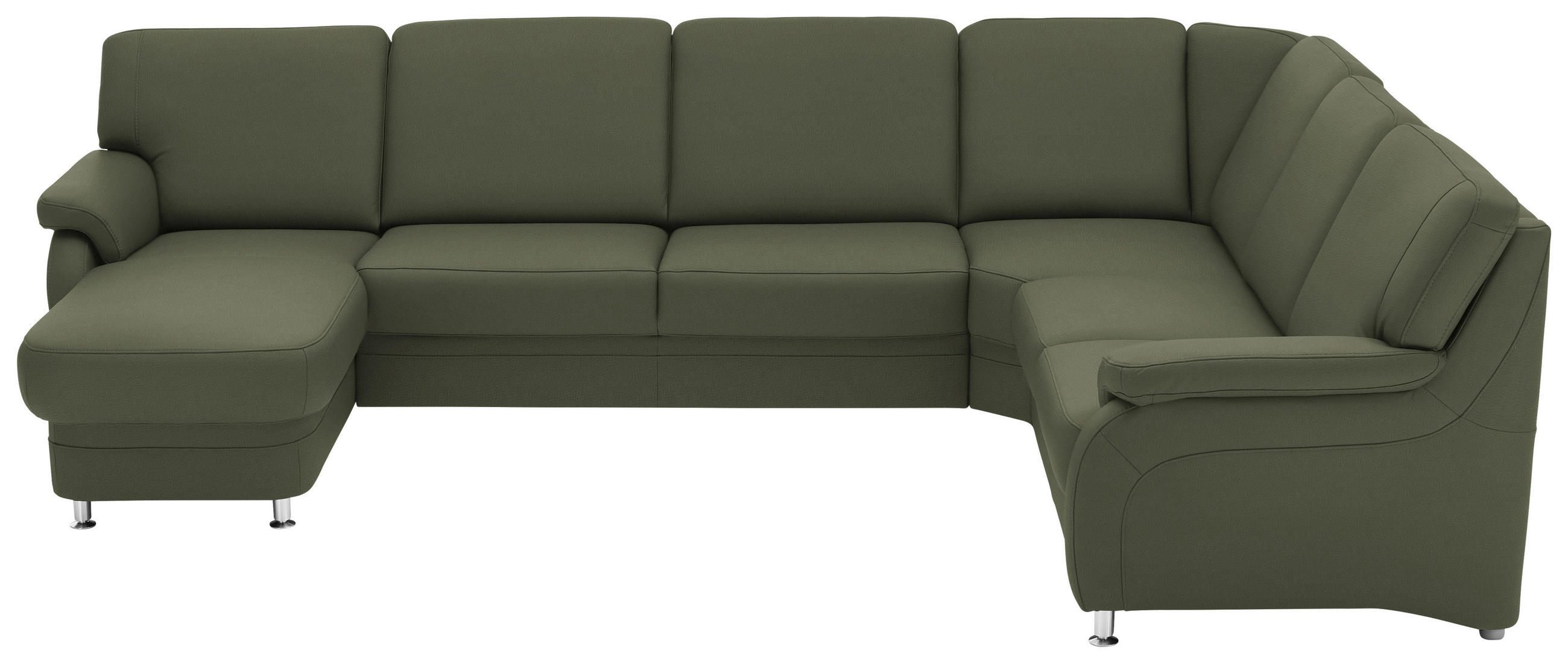 WOHNLANDSCHAFT Echtleder Olivgrün  - Alufarben/Olivgrün, Konventionell, Leder/Metall (165/329/239cm) - Beldomo Premium