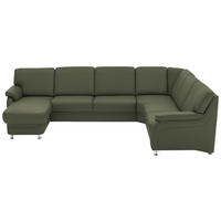 WOHNLANDSCHAFT Echtleder Olivgrün  - Alufarben/Olivgrün, Konventionell, Leder/Metall (165/329/239cm) - Beldomo Premium