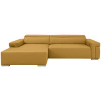 Ecksofa inkl. Funktion DUA Senfgelb Echtleder  - Chromfarben/Senfgelb, Design, Leder/Metall (170/293cm) - Novel