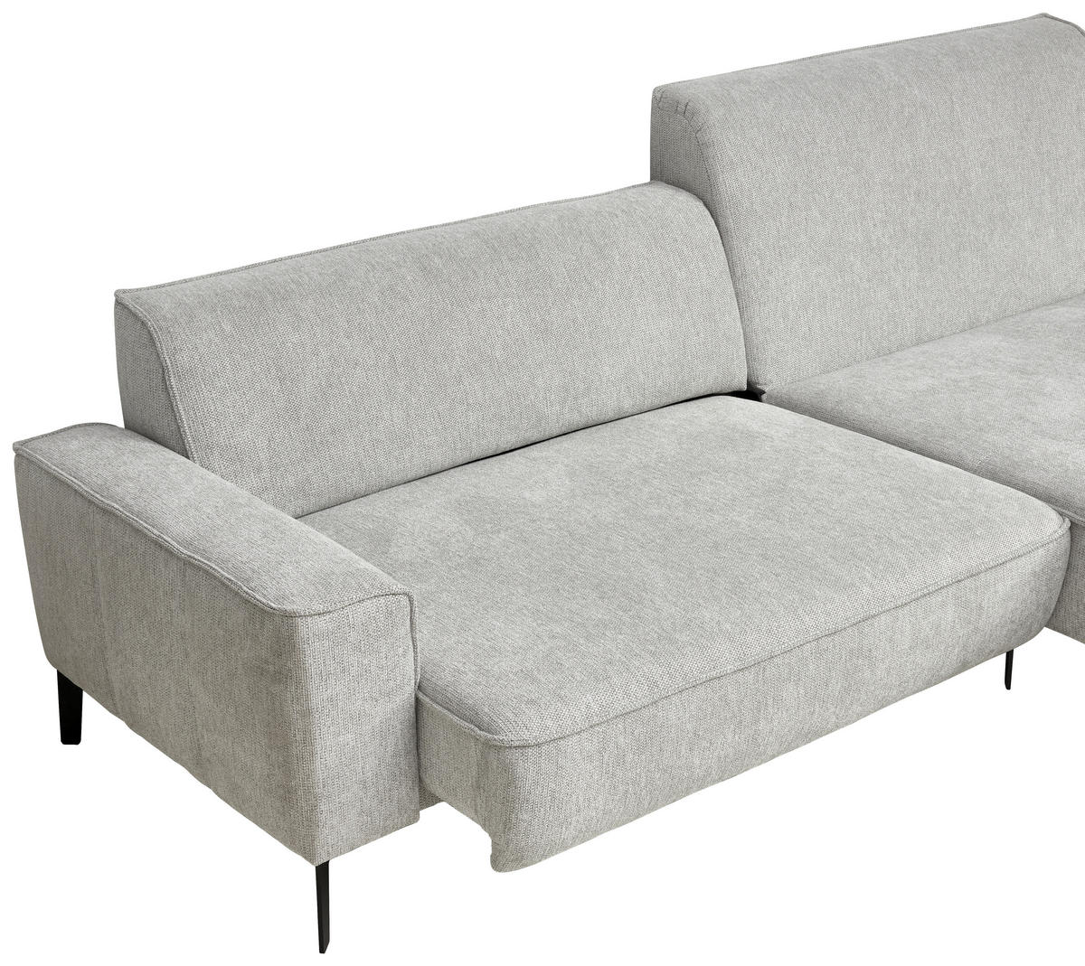 ECKSOFA in Flachgewebe Hellgrau  - Hellgrau/Schwarz, Design, Textil/Metall (190/285cm) - Johann Jakob