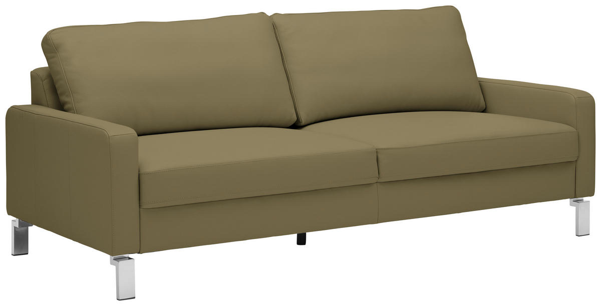 HÁROMÜLÉSES KANAPÉ bőr zöld  - krómszínű/zöld, Design, bőr/fém (204/81/97cm) - Pure Home Lifestyle