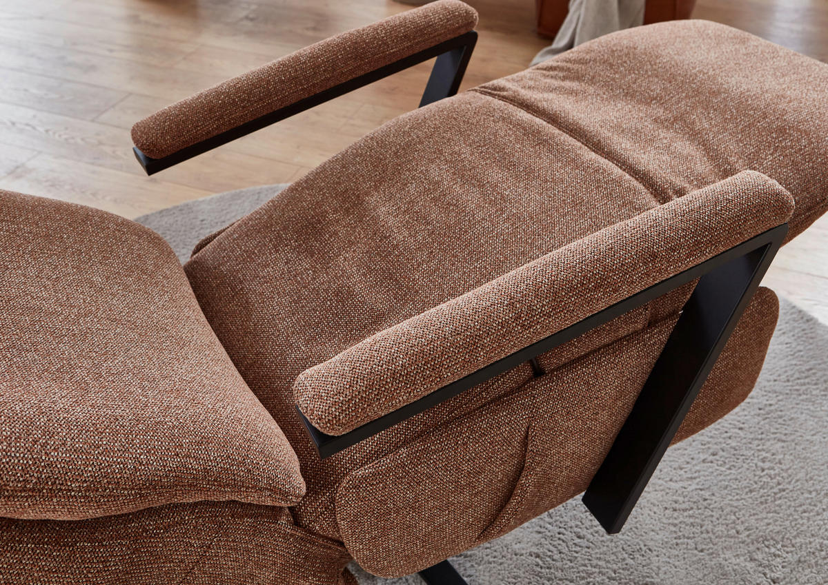 RELAXSESSEL in Textil Kupferfarben  - Schwarz/Kupferfarben, Design, Textil/Metall (68/117/85cm) - Cantus