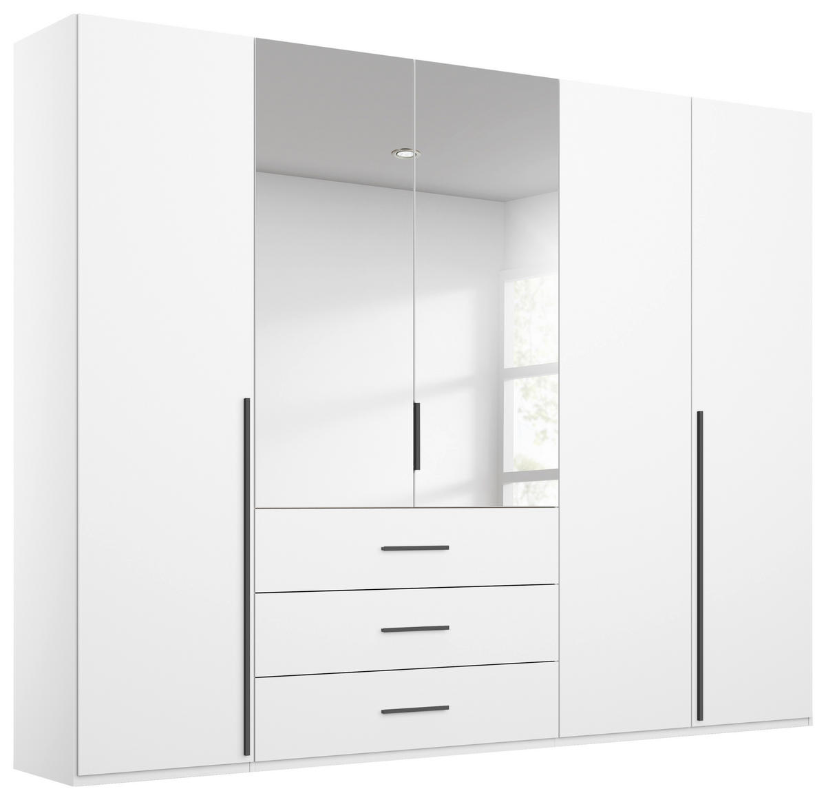 DREHTÜRENSCHRANK 251/223/60 cm,  in Weiß, 5-türig  - Graphitfarben/Weiß, Design, Glas/Holzwerkstoff (251/223/60cm) - home24