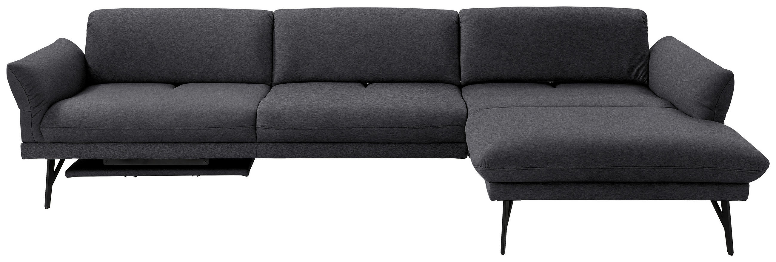 ECKSOFA Posh in Echtleder Anthrazit  308/173 cm  - Anthrazit, Design, Leder/Metall (308/173cm) - Joop!