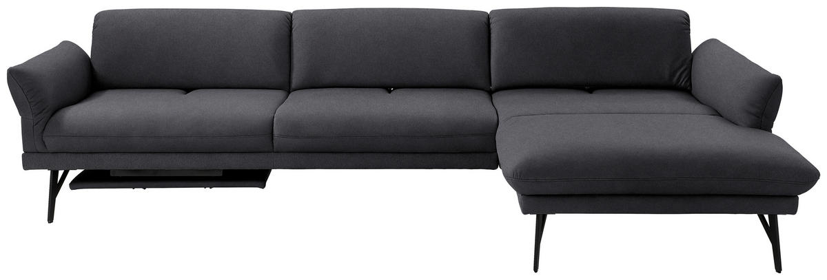 ECKSOFA Posh in Echtleder Anthrazit  308/173 cm  - Anthrazit, Design, Leder/Metall (308/173cm) - Joop!