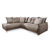 ROZKLADACIA ROHOVÁ POHOVKA, textil, svetlohnedá - svetlohnedá/hnedá, Basics, drevo/textil (190/235cm) - MID.YOU