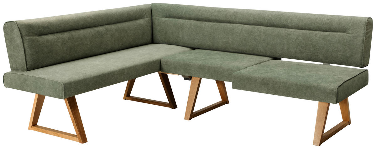 ECKBANK in Holz, Textil Grün, Eichefarben  - Eichefarben/Grün, Konventionell, Holz/Textil (170/230cm) - Moderano