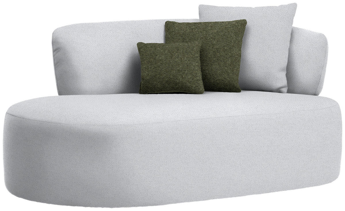 RÉCAMIERE  in Chenille Grün, Hellgrau  - Hellgrau/Schwarz, MODERN, Kunststoff/Textil (166/86/105cm) - Hom`in